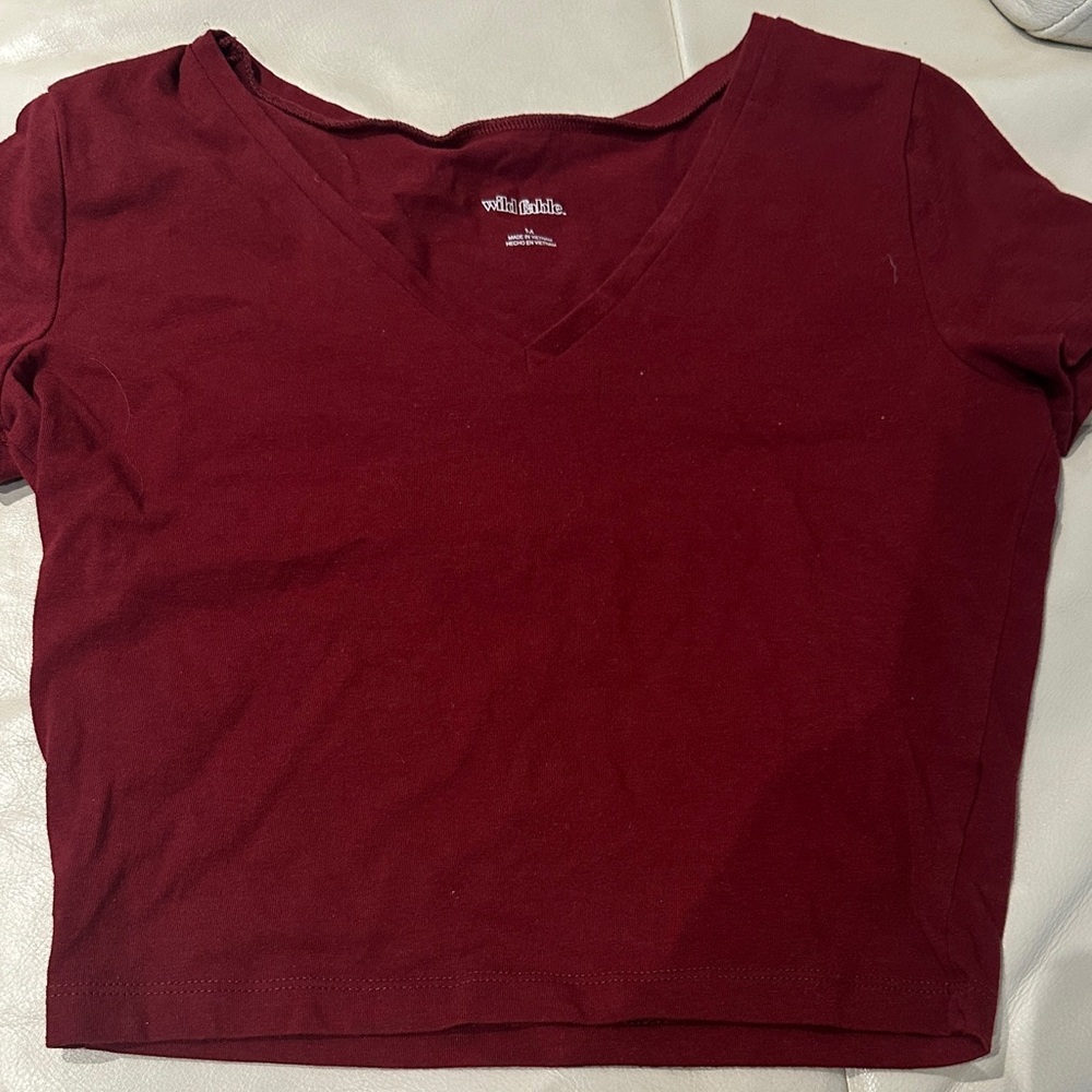 Wild Fable Burgundy V-Neck Crop Top